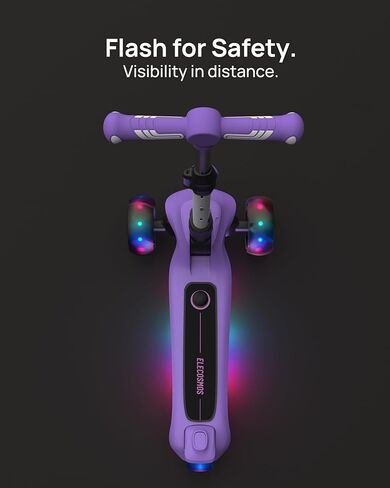 Kids Electric Scooter لعمر 4-9 ، تضيء 3 دراجة نارية بعجلات مع عجلات كبيرة LED ، سطح وميض عريض ، ارتفاعات قابلة للتعديل ، تضيء الدراجات البخارية 3 عجلات ، وتوازن الدراجات البخارية للأطفال in Kuwait