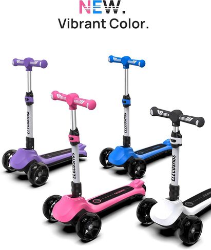 Kids Electric Scooter لعمر 4-9 ، تضيء 3 دراجة نارية بعجلات مع عجلات كبيرة LED ، سطح وميض عريض ، ارتفاعات قابلة للتعديل ، تضيء الدراجات البخارية 3 عجلات ، وتوازن الدراجات البخارية للأطفال in Kuwait