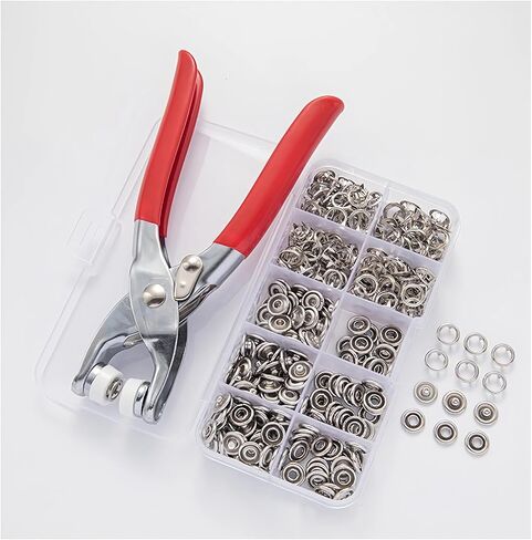 Metal Snap Fasteners Kit (50 Sets) + Press Pliers Tool - Complete DIY Snap Button Kit for Clothes, Hats, Crafts, Sewing in Saudi Arabia