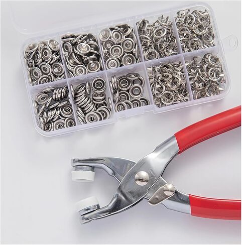 Metal Snap Fasteners Kit (50 Sets) + Press Pliers Tool - Complete DIY Snap Button Kit for Clothes, Hats, Crafts, Sewing in Saudi Arabia