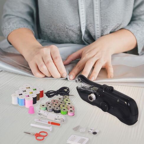 Handheld Sewing Machine with Storage & 42-Piece Sewing Kit, Portable Mini Sewing Machine for Beginner, Electric Switch, 2 Speed Modes, Easy to Operate, Hand Stitching Machine for DIY Fabrics Clothes in Saudi Arabia