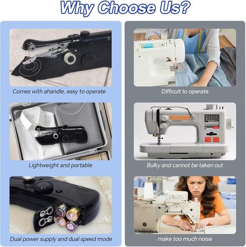 Handheld Sewing Machine with Storage & 42-Piece Sewing Kit, Portable Mini Sewing Machine for Beginner, Electric Switch, 2 Speed Modes, Easy to Operate, Hand Stitching Machine for DIY Fabrics Clothes in Saudi Arabia