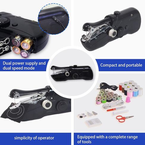 Handheld Sewing Machine with Storage & 42-Piece Sewing Kit, Portable Mini Sewing Machine for Beginner, Electric Switch, 2 Speed Modes, Easy to Operate, Hand Stitching Machine for DIY Fabrics Clothes in Saudi Arabia