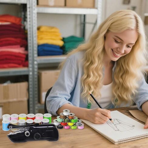 Handheld Sewing Machine with Storage & 42-Piece Sewing Kit, Portable Mini Sewing Machine for Beginner, Electric Switch, 2 Speed Modes, Easy to Operate, Hand Stitching Machine for DIY Fabrics Clothes in Saudi Arabia