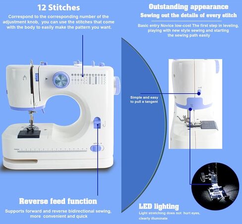 Sewing Machine for Beginners with 42 Pcs Sewing Kit, Sewing machine with 12 Built-in Stitches, High-Low Speeds Small Sewing machine LEDLi in Saudi Arabia