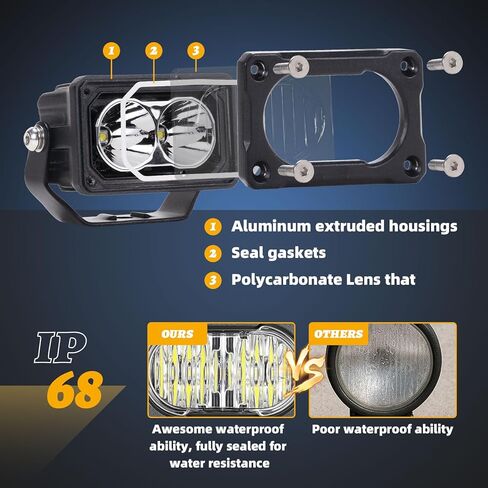 فلوش جبل LED القرون 2PCS 4 بوصة 40W الفيضانات شعاع الطرق الوعرة أضواء القيادة مع الأسلاك تسخير النسخ الاحتياطي العكسي فلوش ضوء بار قبالة الطريق أضواء لشاحنة بيك اب UTV ATV SUV قارب in Kuwait