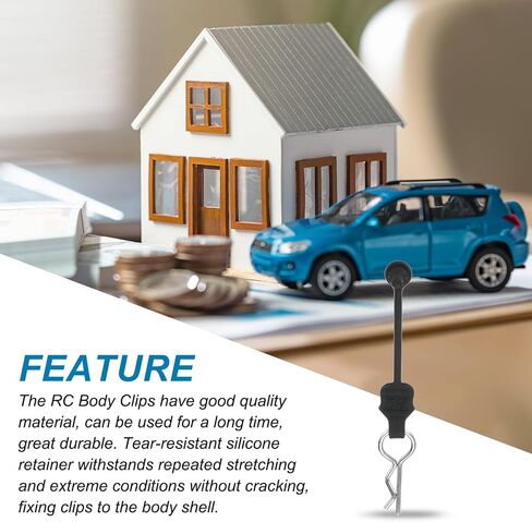 MECCANIXITY 4 قطع من مثبتات مشبك الجسم RC، قضيب 1.4 مم 45 درجة مشابك RC شل إبزيم ثابت قفل Springy R دبابيس قطع غيار شل لجميع الشاحنات الزاحفة طراز 1/8 1/10 (فضي) in Kuwait