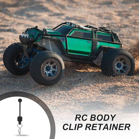 MECCANIXITY 4 قطع من مثبتات مشبك الجسم RC، قضيب 1.4 مم 45 درجة مشابك RC شل إبزيم ثابت قفل Springy R دبابيس قطع غيار شل لجميع الشاحنات الزاحفة طراز 1/8 1/10 (فضي) in Kuwait