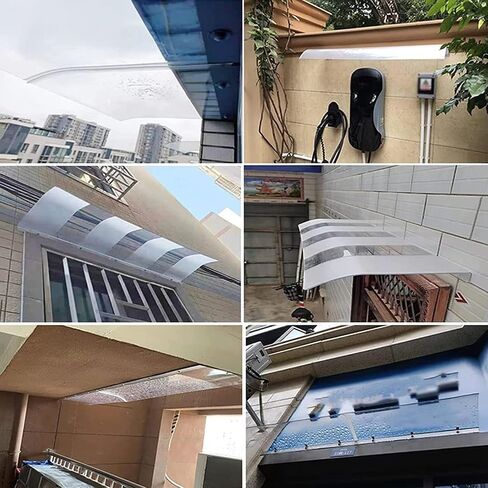 2in Height Rigid Rainproof Awning, Outdoor Transparent Awnings for Sliding/Casement, Rain Shelter Thicken Clear Cover for Patio/Porch/Garden(A,L 32IN x W 16IN) in Saudi Arabia