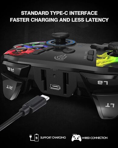 EasySMX PC Wireless Controller, Gaming Controller for Computer,Laptop,PS3,Android TV, Nintendo Switch and Tesla with Adjust LED Light, Dual Vibration and 4 Programmable Keys, Battery Up to 14 Hours in Kuwait