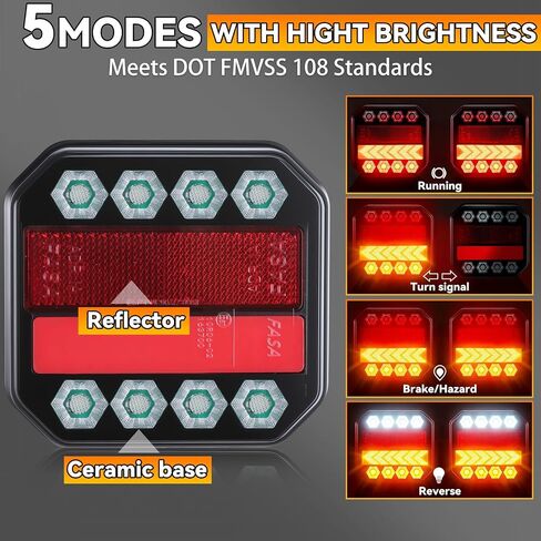 Wireless Trailer Lights Magnetic LED Tow Lights Kit 100ft Transmission 1-Mile Visibility 2000mAh USB-C Fast Charging 7-Pin Flat Plug Trailer Tail Light for Trucks, Boats, RVs, Campers, IP65 Waterproof in Saudi Arabia