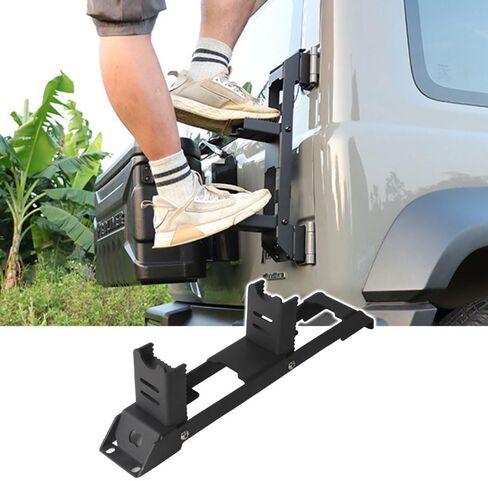 Folding Rear Door Step Compatible with Suzuki Jimny JB74 2019 2020 2021 2022 2023 2024 2025, Aluminum Tailgate Access Step, Easy Roof Reach Rear Door Accessory for Off-Road Use in Saudi Arabia