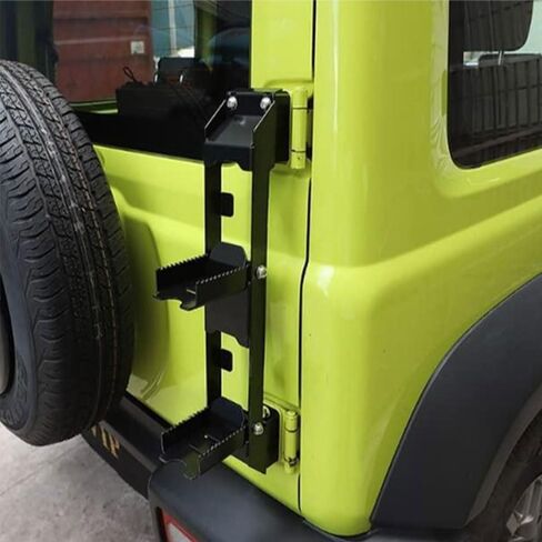 Folding Rear Door Step Compatible with Suzuki Jimny JB74 2019 2020 2021 2022 2023 2024 2025, Aluminum Tailgate Access Step, Easy Roof Reach Rear Door Accessory for Off-Road Use in Saudi Arabia