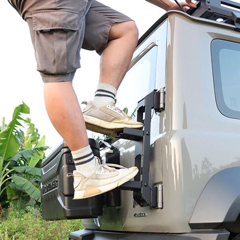 Folding Rear Door Step Compatible with Suzuki Jimny JB74 2019 2020 2021 2022 2023 2024 2025, Aluminum Tailgate Access Step, Easy Roof Reach Rear Door Accessory for Off-Road Use in Saudi Arabia