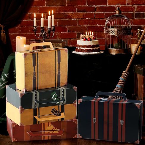 6 Pcs Large Magical Themed Christmas Under Tree Decor Box Travel Suitcase Travel Party Decor Paperboard Fantasy Themed Suitcases Gift Box Decorative with Magical Elements Decorations in Kuwait