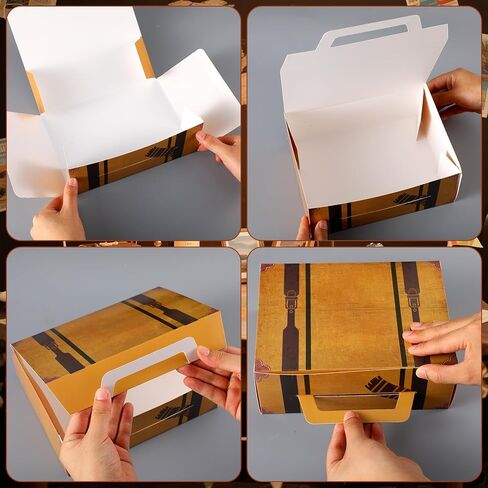 6 Pcs Large Magical Themed Christmas Under Tree Decor Box Travel Suitcase Travel Party Decor Paperboard Fantasy Themed Suitcases Gift Box Decorative with Magical Elements Decorations in Kuwait