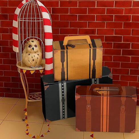 6 Pcs Large Magical Themed Christmas Under Tree Decor Box Travel Suitcase Travel Party Decor Paperboard Fantasy Themed Suitcases Gift Box Decorative with Magical Elements Decorations in Kuwait