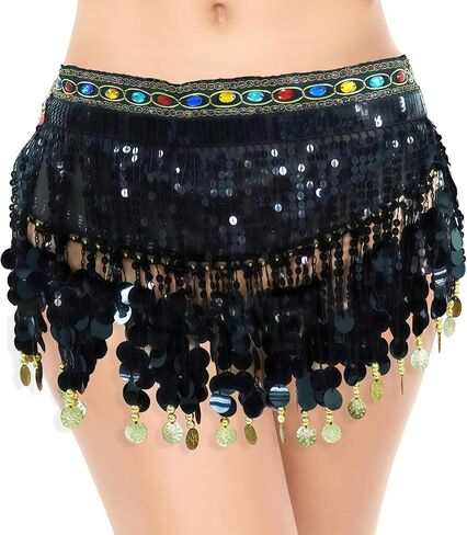 MUNAFIE Women's Belly Dance Hip Scarf Performance Outfits Skirt Festival Clothing in Kuwait