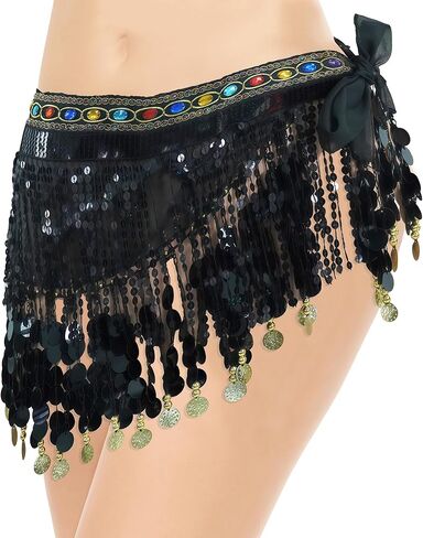 MUNAFIE Women's Belly Dance Hip Scarf Performance Outfits Skirt Festival Clothing in Kuwait