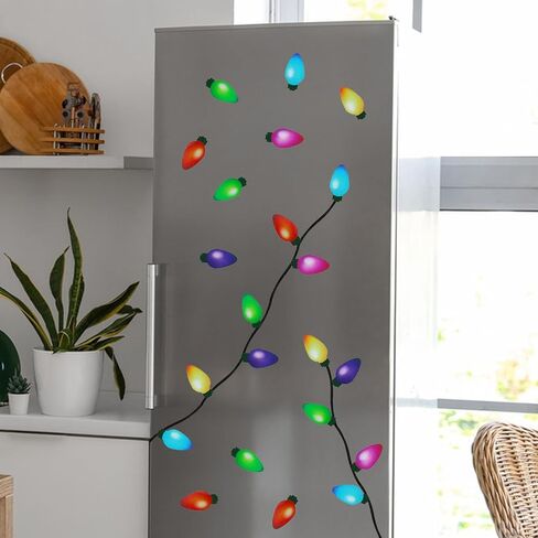 140Pcs Christmas Reflective Car Magnets Decoration Set 84 Colorful Reflective Bulb Light Magnets with 56 Lines for Refrigerator Garage Car Xmas Decor in Saudi Arabia