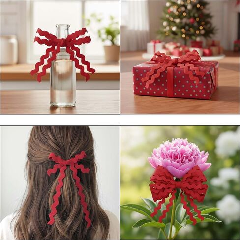 27.5 Yards Rick Rack Trim, 3/8 Inch Wide Red Wave Bending Fringe Trim, Braided Woven Zig Zag Ribbon for DIY Sewing Crafts, Wedding Dresses, Costumes, Party Decorations and Garment Making in Saudi Arabia
