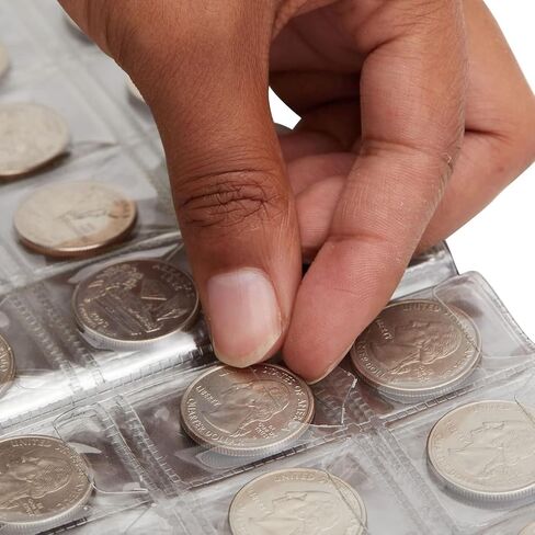 ألبوم حامل مجموعة العملات المعدنية يحتوي على 240 جيبًا - منظم حقيبة تخزين لمستلزمات كتب جمع العملات المعدنية (أزرق) in Saudi Arabia