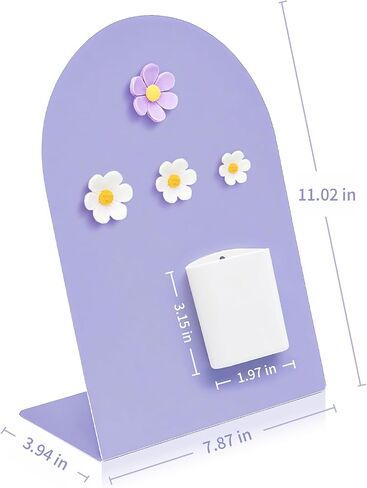 Desk Magnetic Message Board, Metal Bulletin/Memo Board with Magnetic Pen Holder and Flower Pins with Stand, Souvenir/Photo Display Board for Home, Office, Dormitory, Apartment, 8 * 11Inch in Saudi Arabia