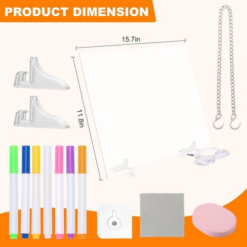 Wohalipsy Doodle Glow Drawing Board is an LED Drawing Board,15.7"X11.8" 4 Modes&7 Colors Busy Board with LED Light is a kivvy Magic Board, Night Light for Room/Store/Office/Festival/Gift in Saudi Arabia