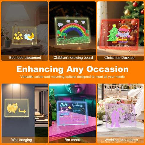 Wohalipsy Doodle Glow Drawing Board is an LED Drawing Board,15.7"X11.8" 4 Modes&7 Colors Busy Board with LED Light is a kivvy Magic Board, Night Light for Room/Store/Office/Festival/Gift in Saudi Arabia