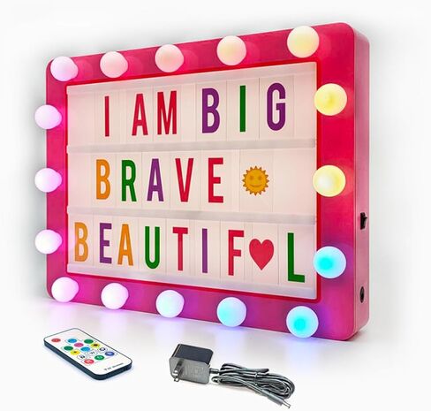 صندوق إضاءة سينمائي مع 290 ​​حرفًا، وأيقونات، ومواد تخزين، وأفكار هدايا عيد الميلاد للفتيات المراهقات والنساء، لوحة رسائل سرادق مضيئة بإضاءة LED DIY للمنزل والمكتب ديكور مكتب غرفة لطيف (أسود) in Kuwait