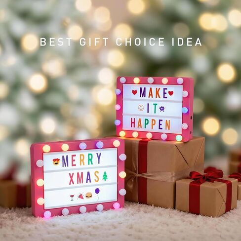 صندوق إضاءة سينمائي مع 290 ​​حرفًا، وأيقونات، ومواد تخزين، وأفكار هدايا عيد الميلاد للفتيات المراهقات والنساء، لوحة رسائل سرادق مضيئة بإضاءة LED DIY للمنزل والمكتب ديكور مكتب غرفة لطيف (أسود) in Kuwait