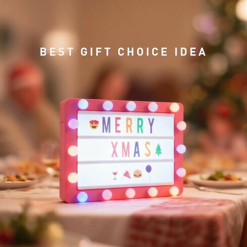 صندوق إضاءة سينمائي مع 290 ​​حرفًا، وأيقونات، ومواد تخزين، وأفكار هدايا عيد الميلاد للفتيات المراهقات والنساء، لوحة رسائل سرادق مضيئة بإضاءة LED DIY للمنزل والمكتب ديكور مكتب غرفة لطيف (أسود) in Kuwait