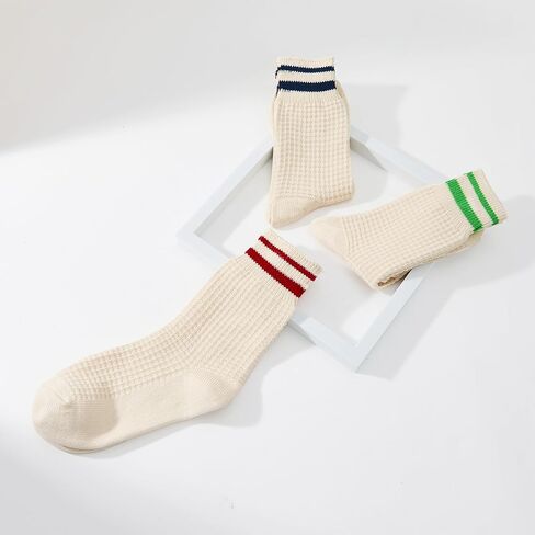 American Trends Womens Striped Socks Retro Crew Socks Women Slouchy Athletic Calf Tube Socks in Saudi Arabia