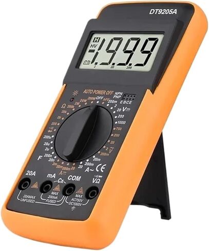 مقياس رقمي متعدد احترافي True RMS AC/DC مقياس التيار الكهربائي الفولتميتر اليدوي المدى اختبار الترانزستور أوم السعة ديود DT9205A(DT9205A Pro (أصفر)) in Kuwait