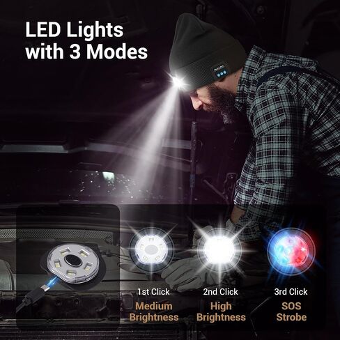 Bluetooth Beanie Hat for Men Women Music Hat with Headphones, Christmas Sports Gifts for Boys, Winter Cap with Headphones, Stereo Speaker and Built-in Microphone, Warm Unique Tech Gift Black in Saudi Arabia