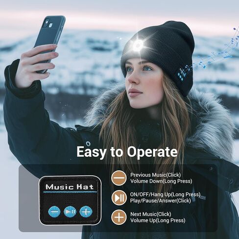 Bluetooth Beanie Hat for Men Women Music Hat with Headphones, Christmas Sports Gifts for Boys, Winter Cap with Headphones, Stereo Speaker and Built-in Microphone, Warm Unique Tech Gift Black in Saudi Arabia