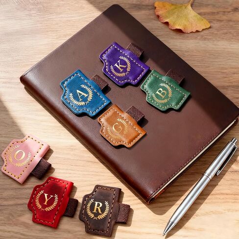 26 Letters Magnetic Leather Bookmark with Pen Holder, Personalized Book Marks with Initials, Custom Name Book Makers Clips for Reading Women, Men, Teachers, Book Lovers Gifts(Red, A) in Saudi Arabia