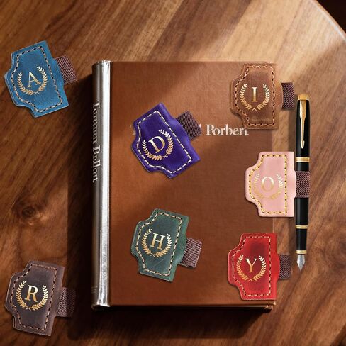 26 Letters Magnetic Leather Bookmark with Pen Holder, Personalized Book Marks with Initials, Custom Name Book Makers Clips for Reading Women, Men, Teachers, Book Lovers Gifts(Red, A) in Saudi Arabia