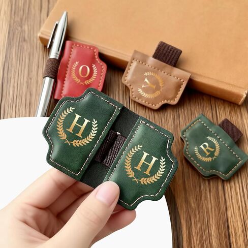26 Letters Magnetic Leather Bookmark with Pen Holder, Personalized Book Marks with Initials, Custom Name Book Makers Clips for Reading Women, Men, Teachers, Book Lovers Gifts(Red, A) in Saudi Arabia
