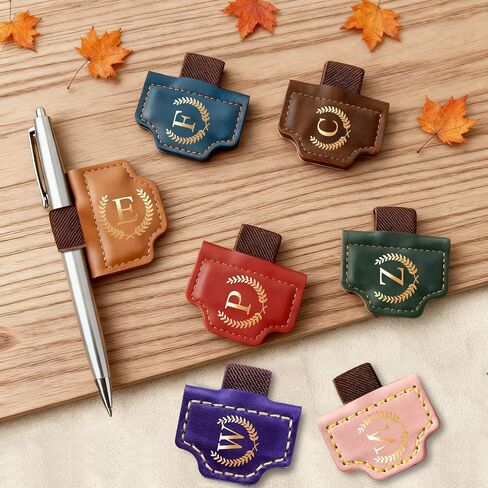 26 Letters Magnetic Leather Bookmark with Pen Holder, Personalized Book Marks with Initials, Custom Name Book Makers Clips for Reading Women, Men, Teachers, Book Lovers Gifts(Red, A) in Saudi Arabia