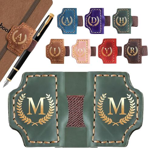 26 Letters Magnetic Leather Bookmark with Pen Holder, Personalized Book Marks with Initials, Custom Name Book Makers Clips for Reading Women, Men, Teachers, Book Lovers Gifts(Red, A) in Saudi Arabia