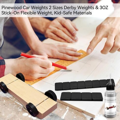 DerbyCraftPro Pinewood Car Kit-Pinewood Car Weights & Graphite Powder-Derby Weights(4OZ 12 Pieces) & 0.5OZ Graphite Lubricant–Precise Weighting, Adjust The COG, Speed Boost for Wheels & Axles in Saudi Arabia