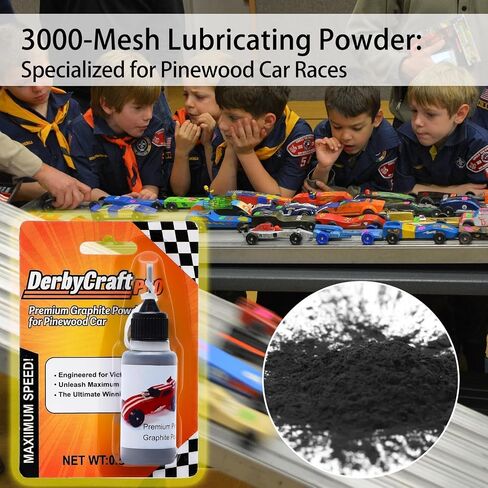 DerbyCraftPro Graphite Powder for Pinewood Cars 0.5oz | Powdered Graphite Lubricant Spray for Derby Wheels & Axles High-Purity 3000-Mesh |Multi-Use Lock Dry Lubricant|Use with Pinewood Weights Car Kit in Saudi Arabia