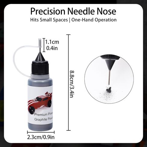 DerbyCraftPro Graphite Powder for Pinewood Cars 0.5oz | Powdered Graphite Lubricant Spray for Derby Wheels & Axles High-Purity 3000-Mesh |Multi-Use Lock Dry Lubricant|Use with Pinewood Weights Car Kit in Saudi Arabia