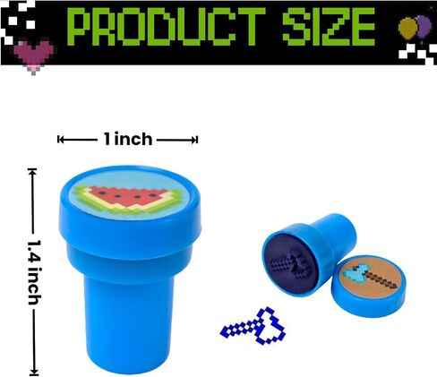 24Pcs Pixel Miner Themed Stampers - Mine Game Birthday Party Supplies, Classroom Rewards Game Prizes, Goody Bag, Treat Bag Fillers, Christmas Stocking Stuffers Gifts for Kids, Boys & Girls in Saudi Arabia