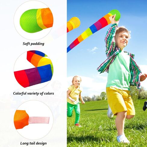 3 قطع من كرات الرمي والالتقاط مع ذيل قوس قزح، كرات مذنب إسفنجية ناعمة، ألعاب رياضية ممتعة للألعاب الداخلية والخارجية، والأنشطة المدرسية، والتدريب على الرمي والهدايا in Kuwait