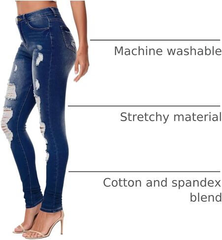 AMRSPENG Women's High Waisted Jeans for Women Ripped Stretch Skinny Butt Lifting Jeans Distressed Jeans Pants in Kuwait