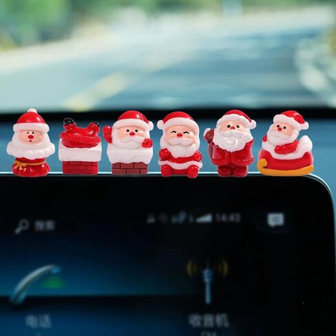 مجموعة من 6 إكسسوارات صغيرة من الراتينج سانتا كلوز اللطيفة للسيارة لعيد الميلاد، ومرآة الرؤية الخلفية للسيارة المضحكة وديكورات لوحة القيادة لعيد الميلاد، وزخارف داخلية رائعة للسيارات in Kuwait
