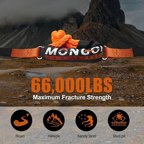 قطعتان من الأغلال الاصطناعية الناعمة 3/4 × 23 بوصة (قوة الكسر 66000 رطل) أغلال سحب للطرق الوعرة، والقطر، والبحرية، والتزوير (أسود) in Saudi Arabia