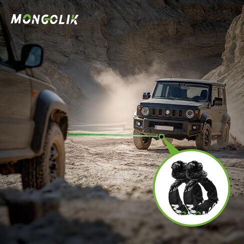 قطعتان من الأغلال الاصطناعية الناعمة 3/4 × 23 بوصة (قوة الكسر 66000 رطل) أغلال سحب للطرق الوعرة، والقطر، والبحرية، والتزوير (أسود) in Kuwait